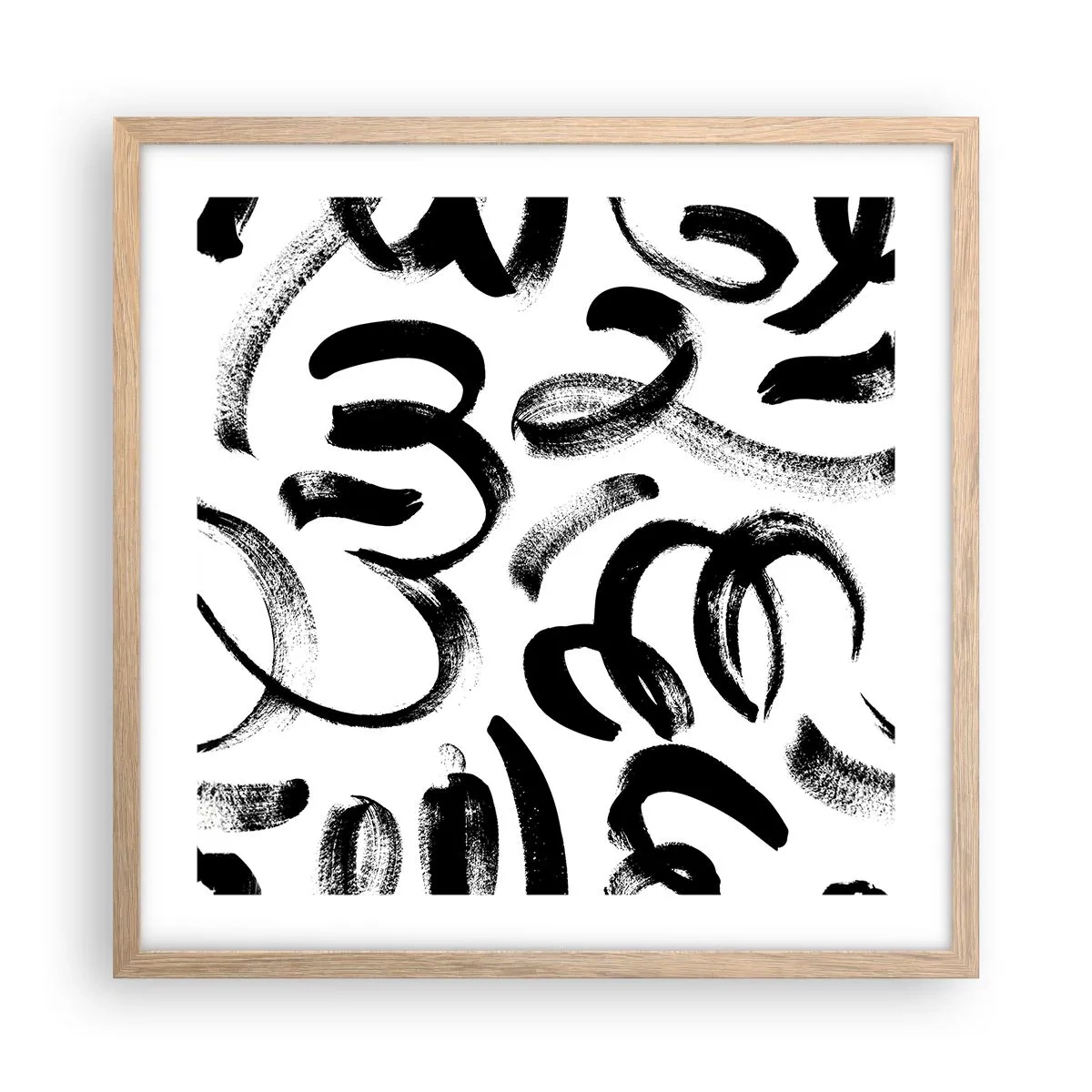 Plakát v rámu světlý dub - Černé na bílém - 50x50 cm