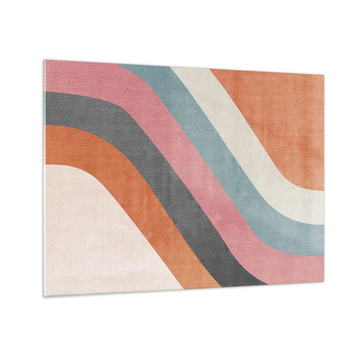 Obraz na skle - Barevné diagonální pruhy na světlém pozadí - 70x50cm - Diagonální kompozice – pohyb - Moderní nástěnná dekorace do obývacího pokoje a ložnice ARTTOR