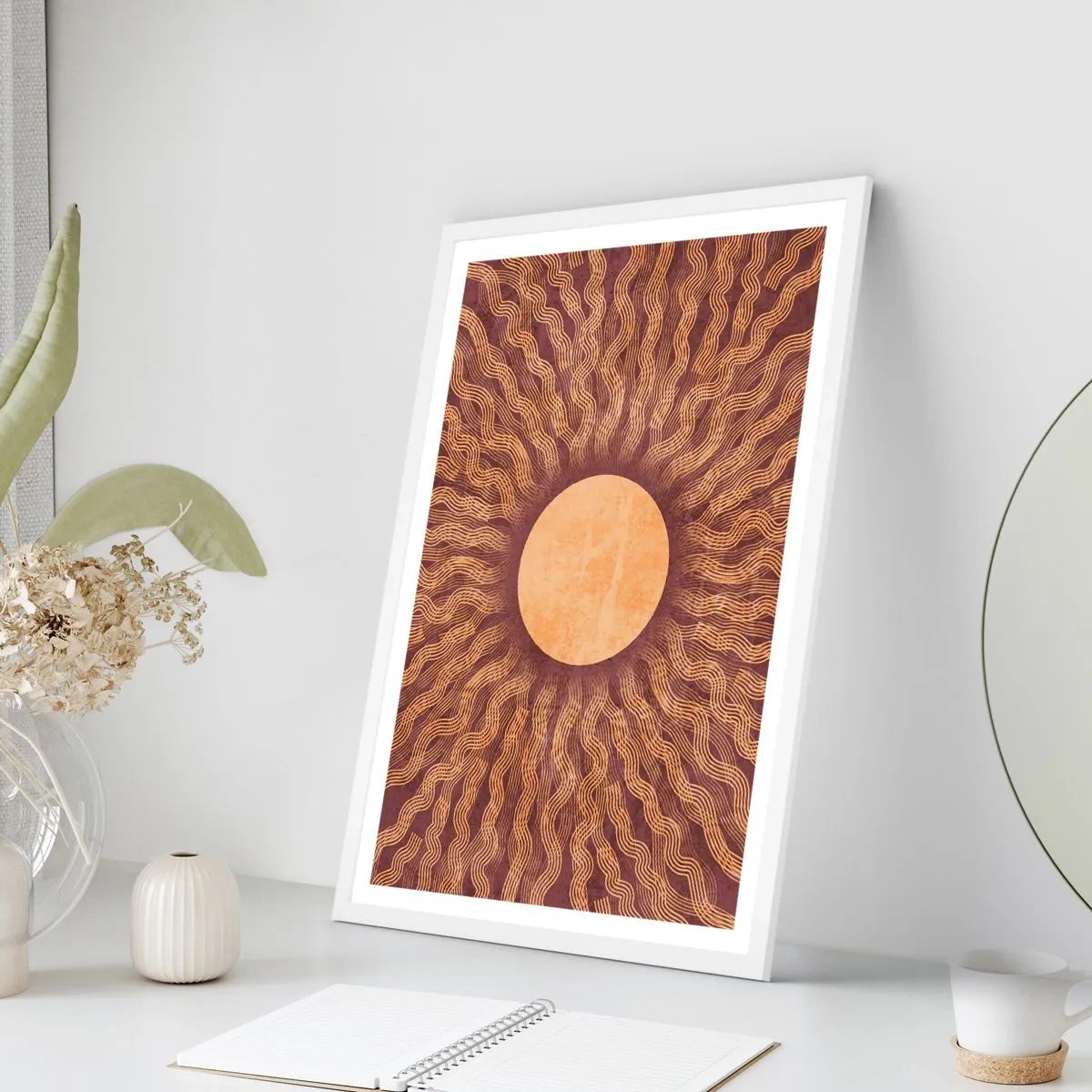Plakát v bílém rámu - Ikona slunce - 61x91 cm