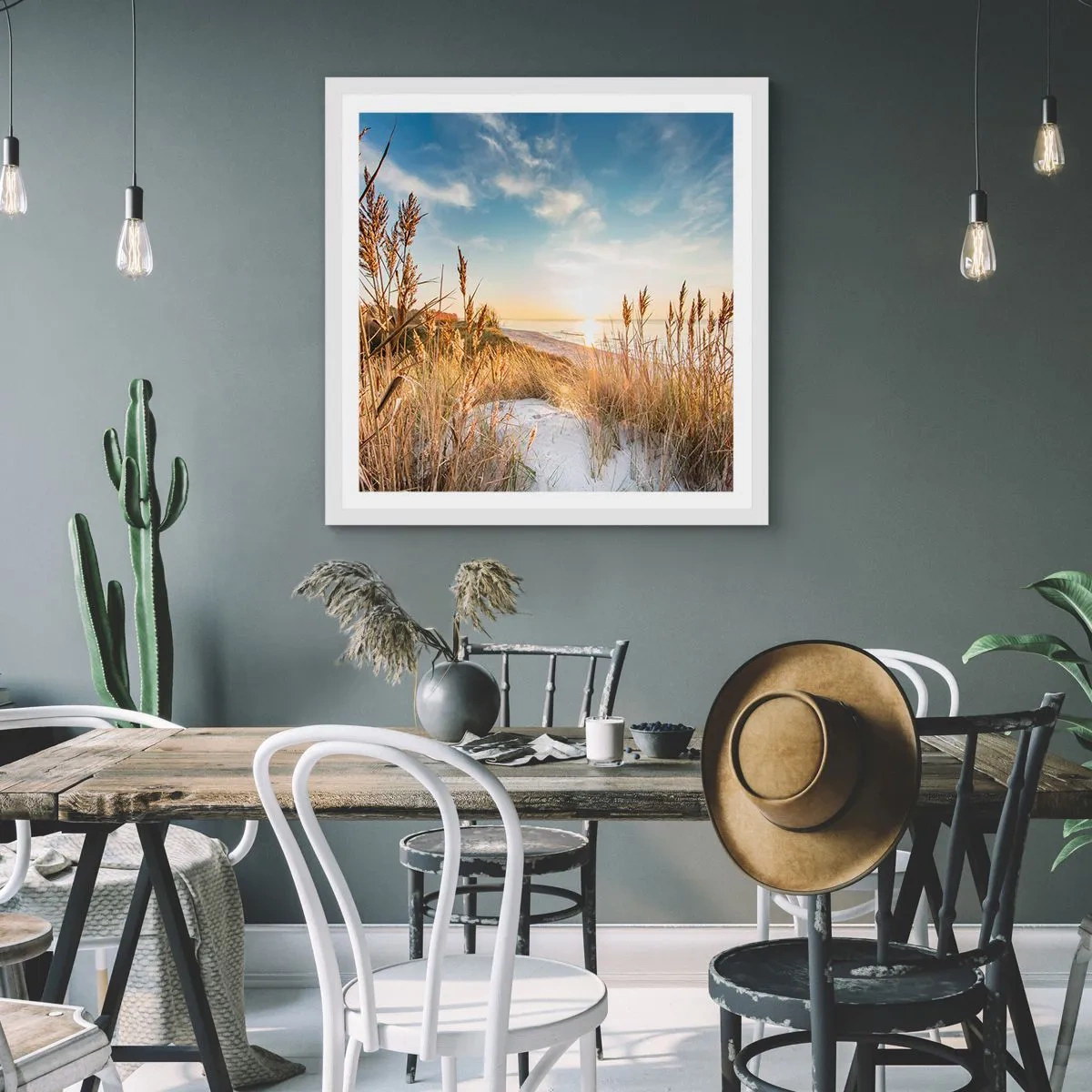 Plakát v bílém rámu - Severní pláž - 60x60 cm