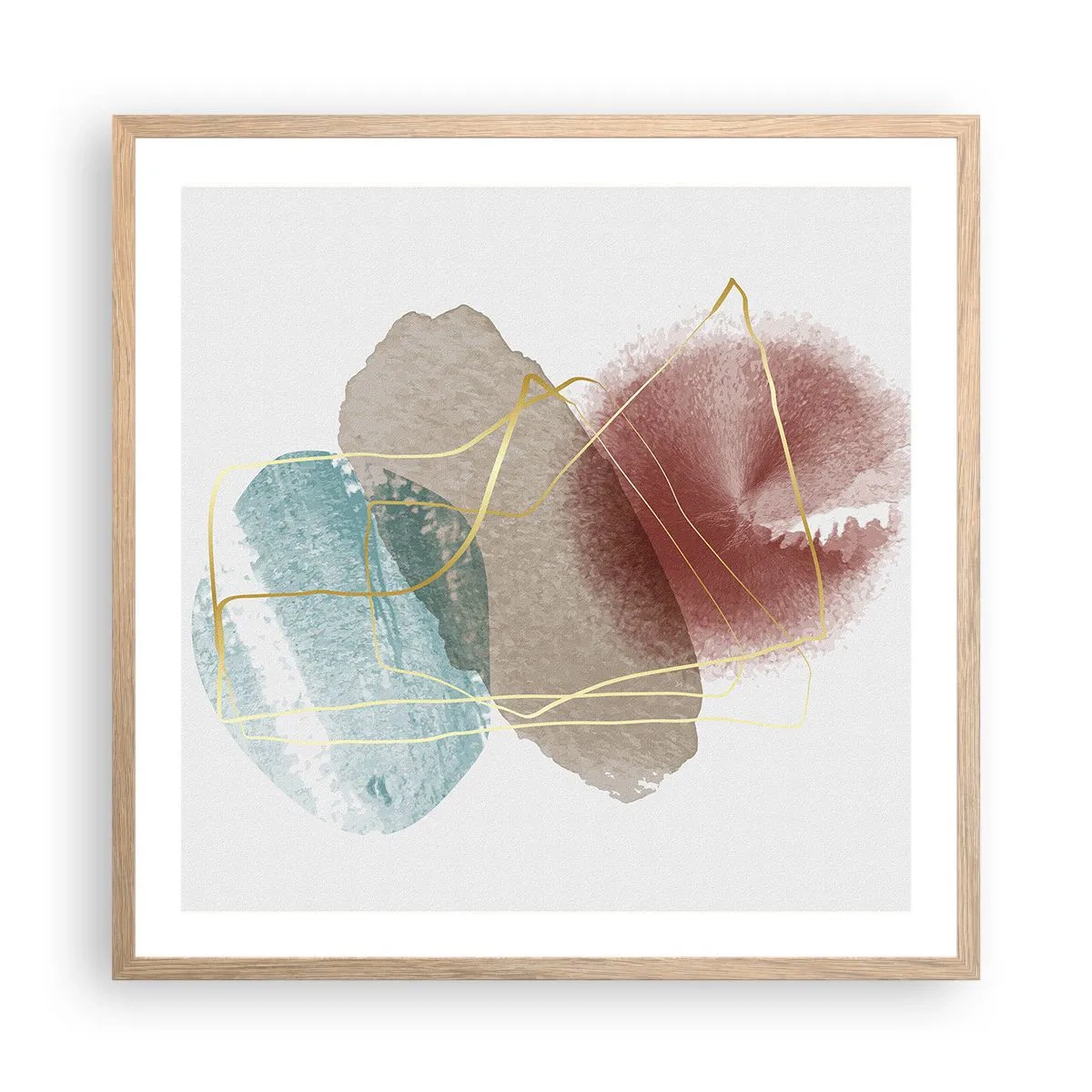 Plakát v rámu světlý dub - Korálky prostoru - 60x60 cm