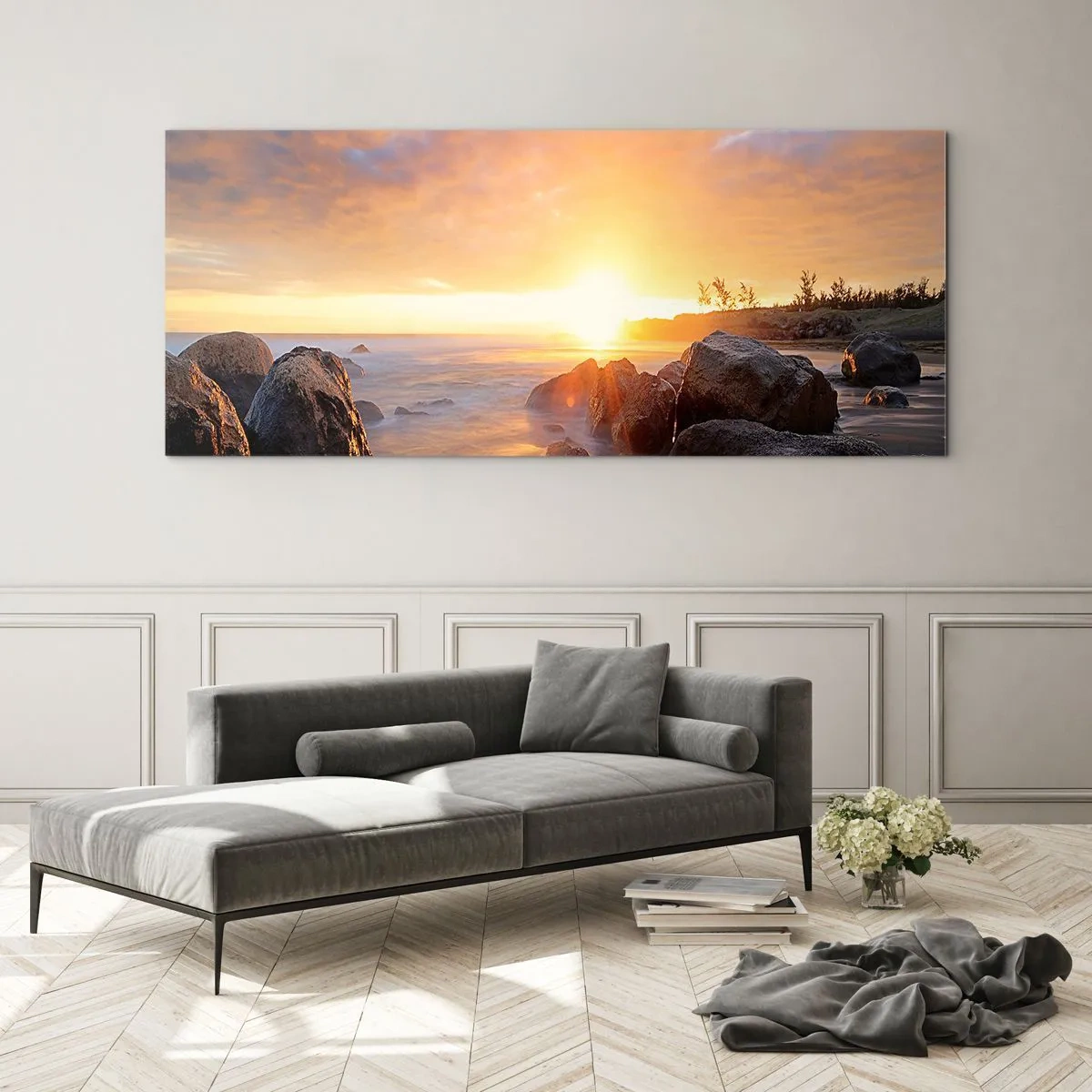 Obraz na skle - Světlý večerní vánek - 140x50 cm