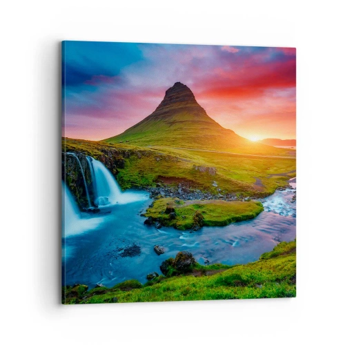 Obraz na plátně - Island - oheň a voda - 70x70 cm