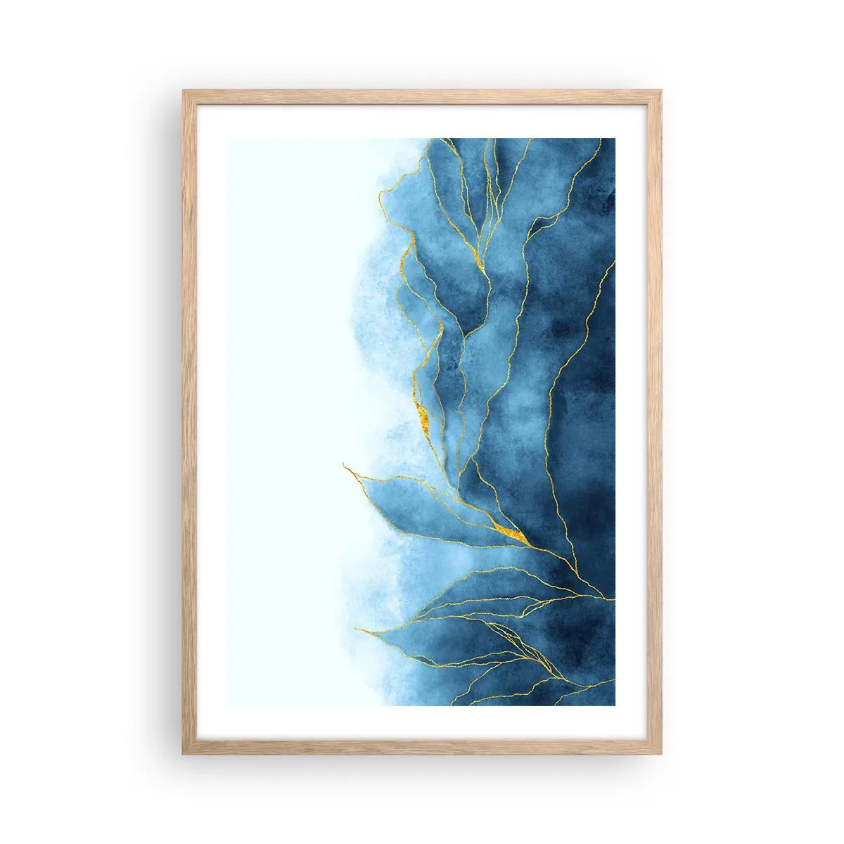 Plakát v rámu světlý dub - Blankyt ve zlatě - 50x70 cm