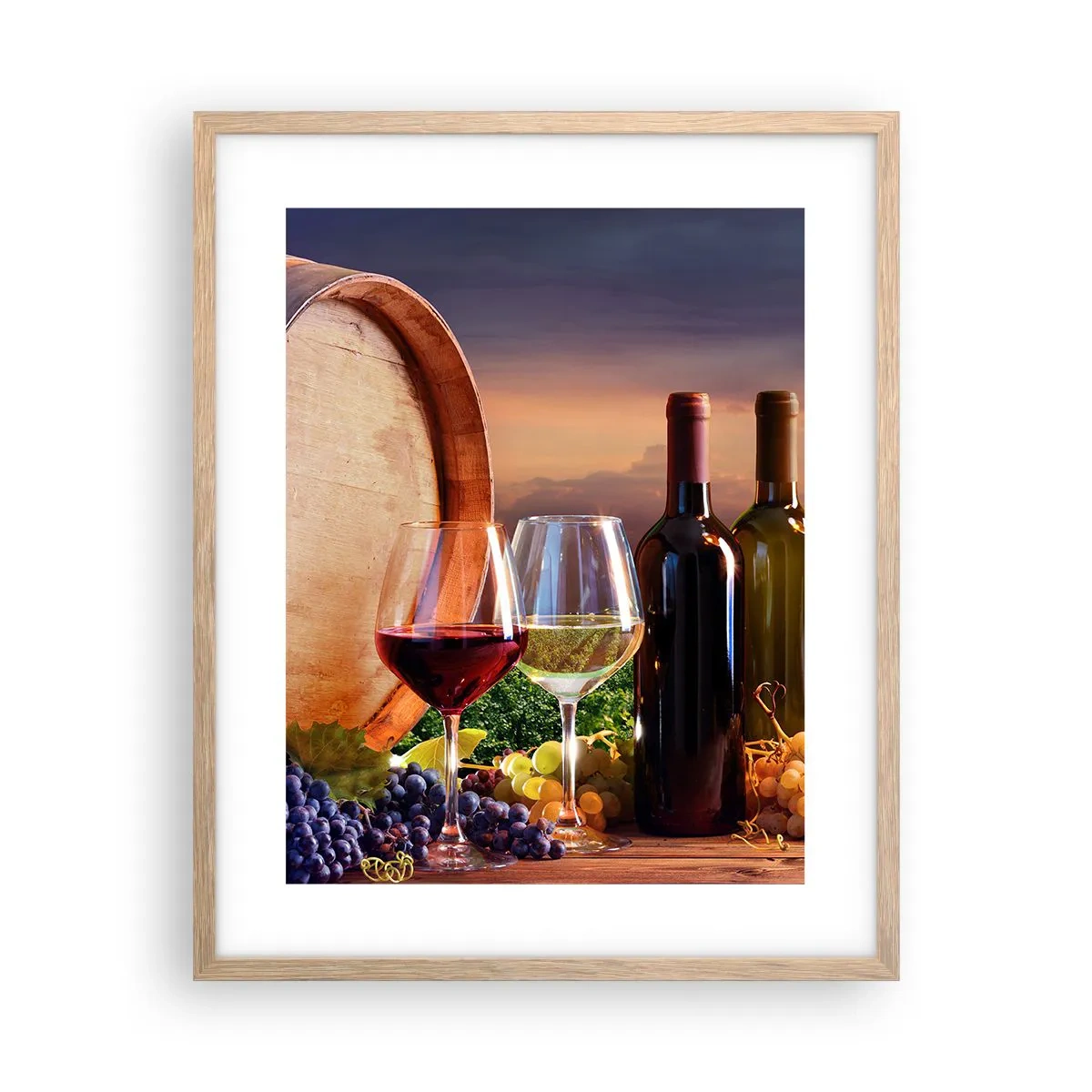 Plakát v rámu světlý dub - Tady má život chuť - 40x50 cm