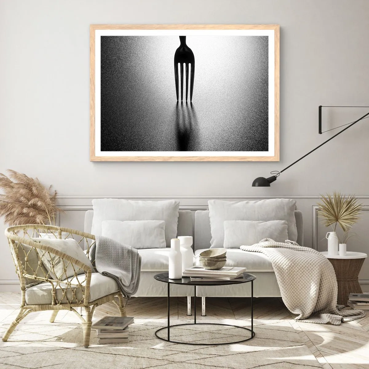 Plakát v rámu světlý dub - Světlo a stín - 100x70 cm