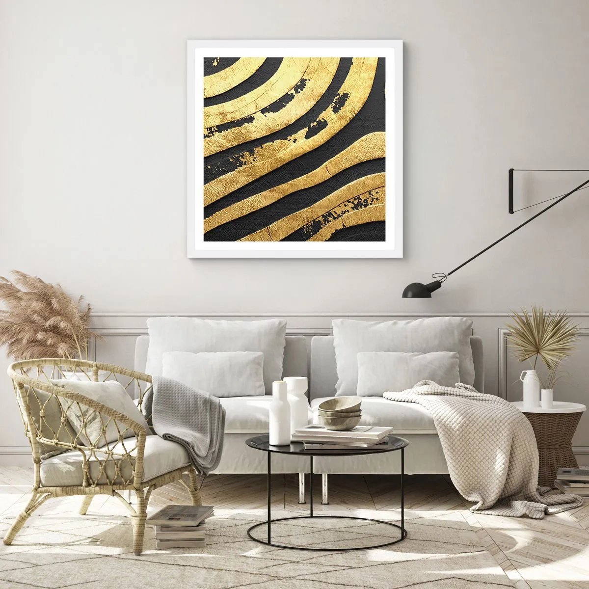 Plakát v bílém rámu - Vše plyne - 30x30 cm