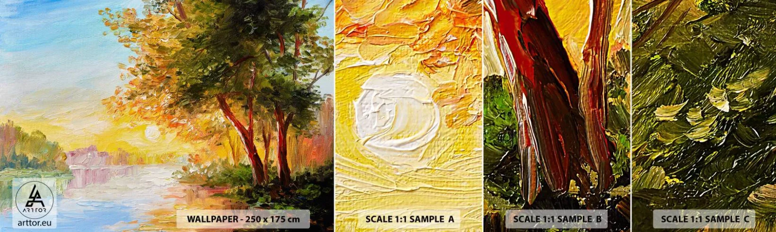 Fototapeta Vzorek Standard Eco - Et in Arcadia ego - Krajina, Řeka, Paprsky slunce - 100x30 cm