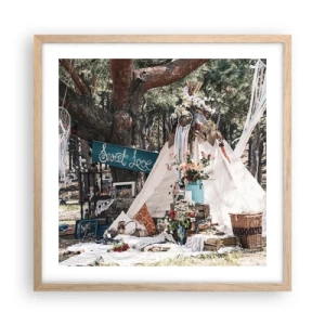 Plakát v rámu světlý dub - Make love… - 50x50 cm