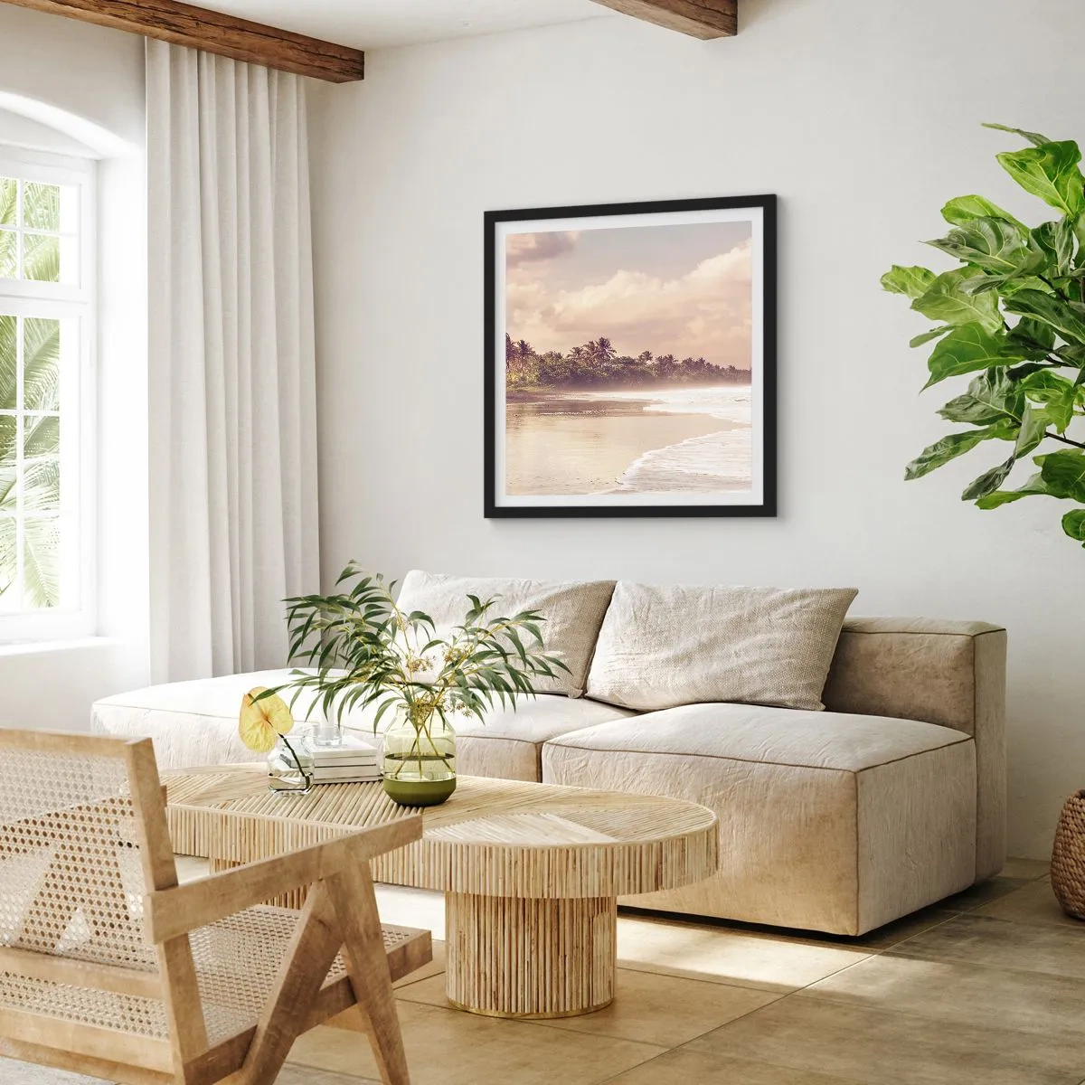 Plakát v černém rámu - Pohlazení vln - 60x60 cm