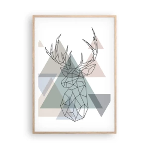 Plakát v rámu světlý dub - V geometrickém lese - 70x100 cm