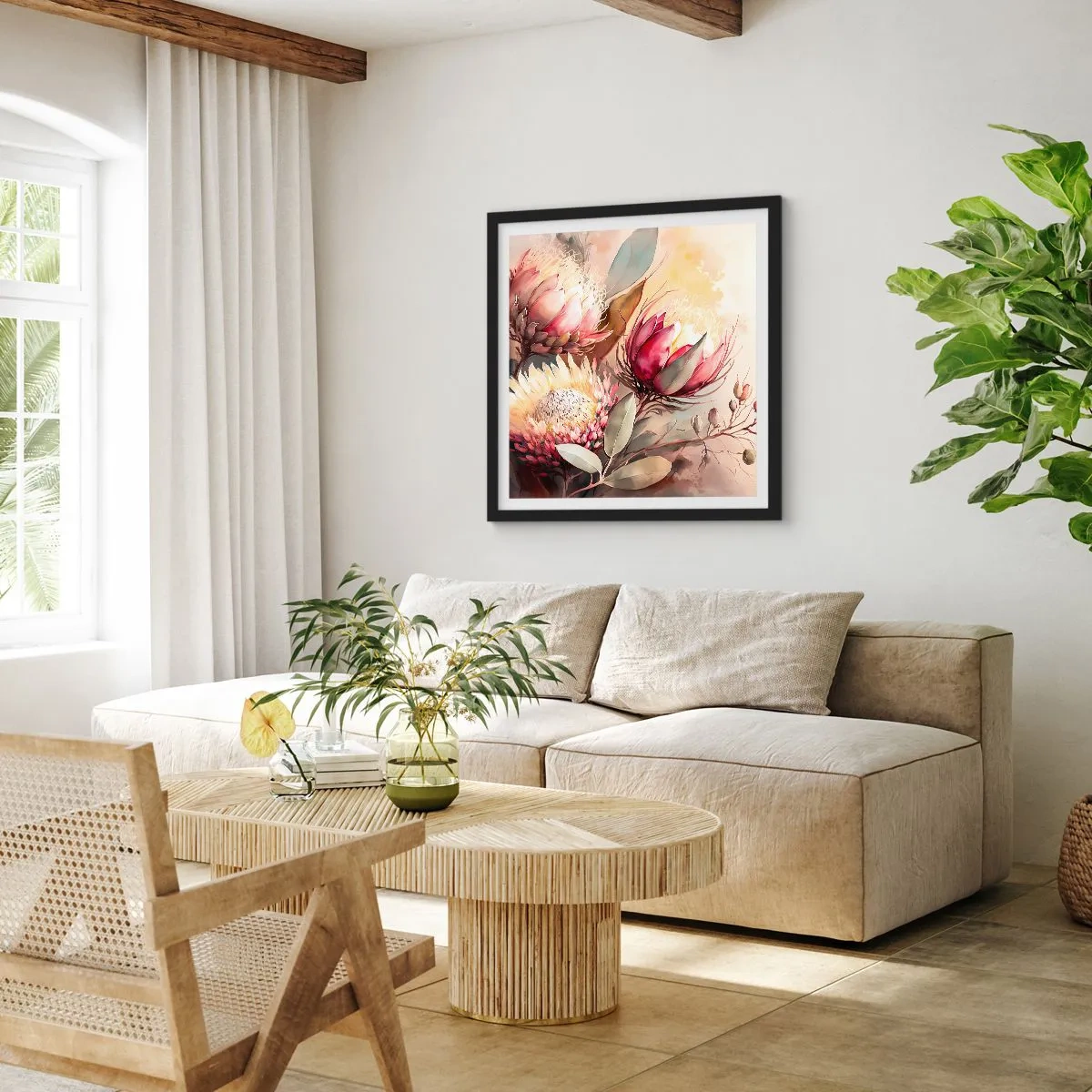 Plakát v černém rámu - Z profilu a en face - 50x50 cm