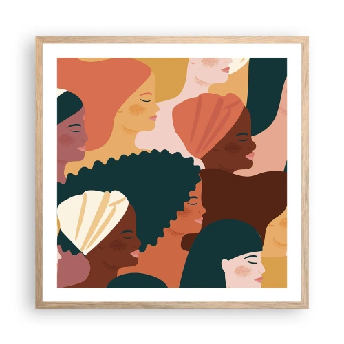 Plakát v rámu světlý dub - Pouze ženskost - 60x60 cm