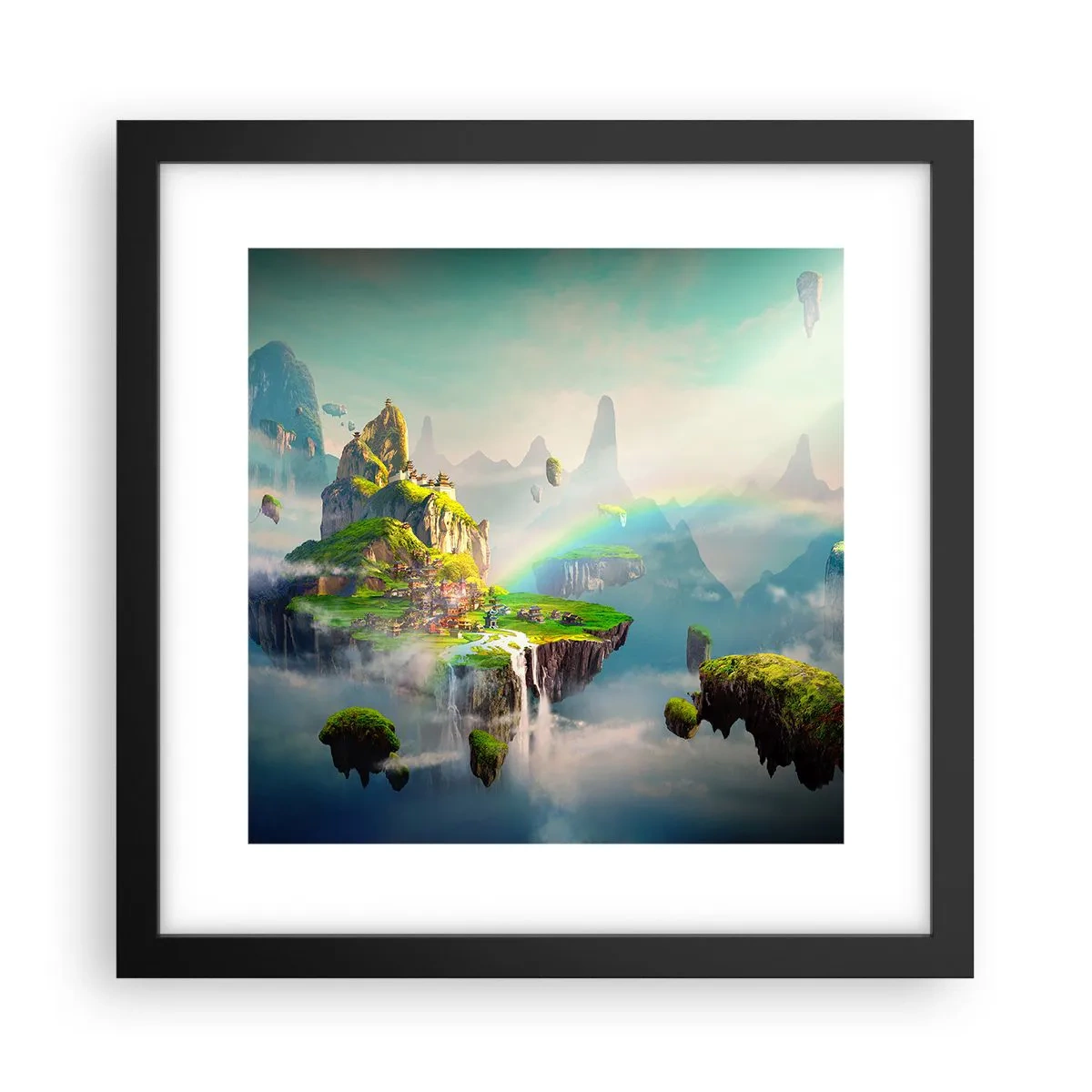Plakát v černém rámu - Uprostřed nebe - šťastné ostrovy - 30x30 cm
