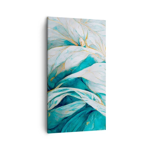 Obraz na plátně - Modrá abstrakce se zlatým motivem - 45x80 cm