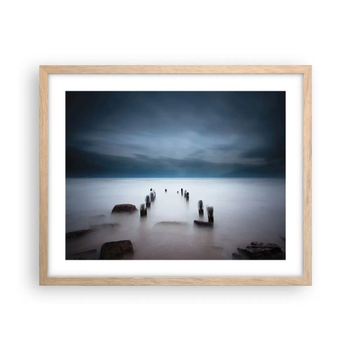 Plakát v rámu světlý dub - Zamyšlené jezero - 50x40 cm