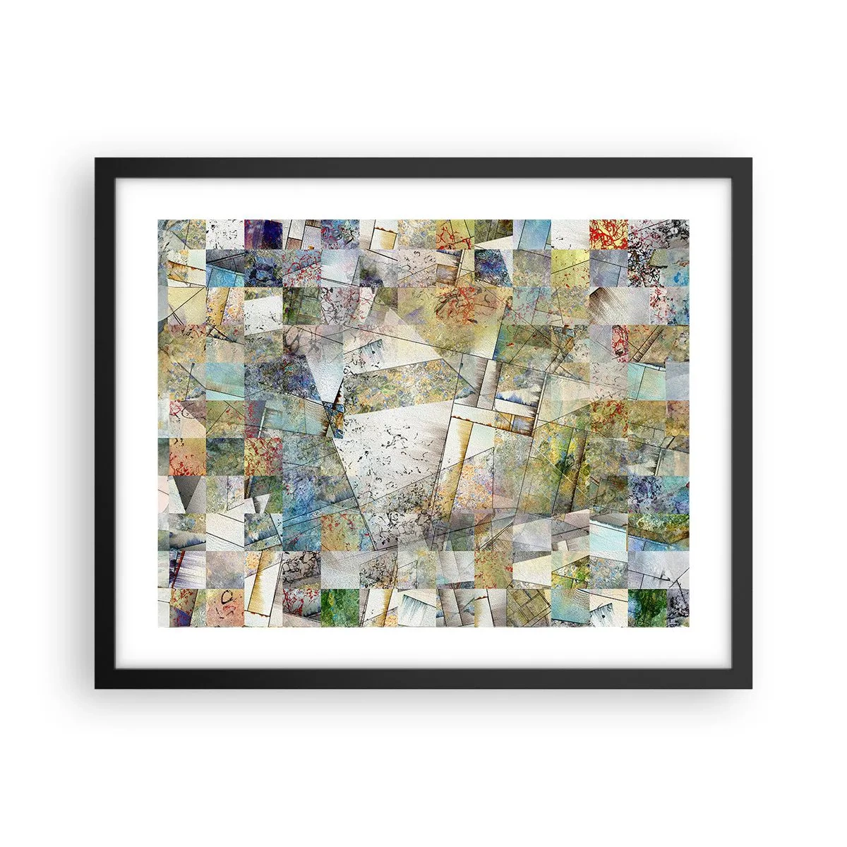 Plakát v černém rámu - Geometrické přeskupení - 50x40 cm