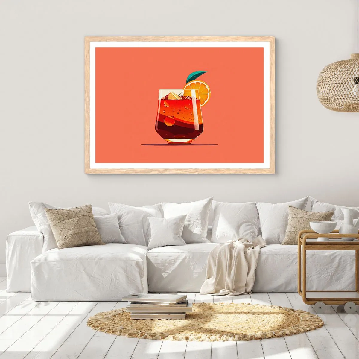 Plakát v rámu světlý dub - Letní osvěžení - 40x30 cm