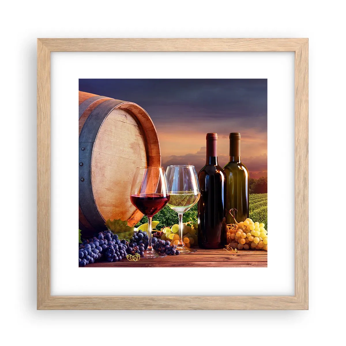 Plakát v rámu světlý dub - Tady má život chuť - 30x30 cm