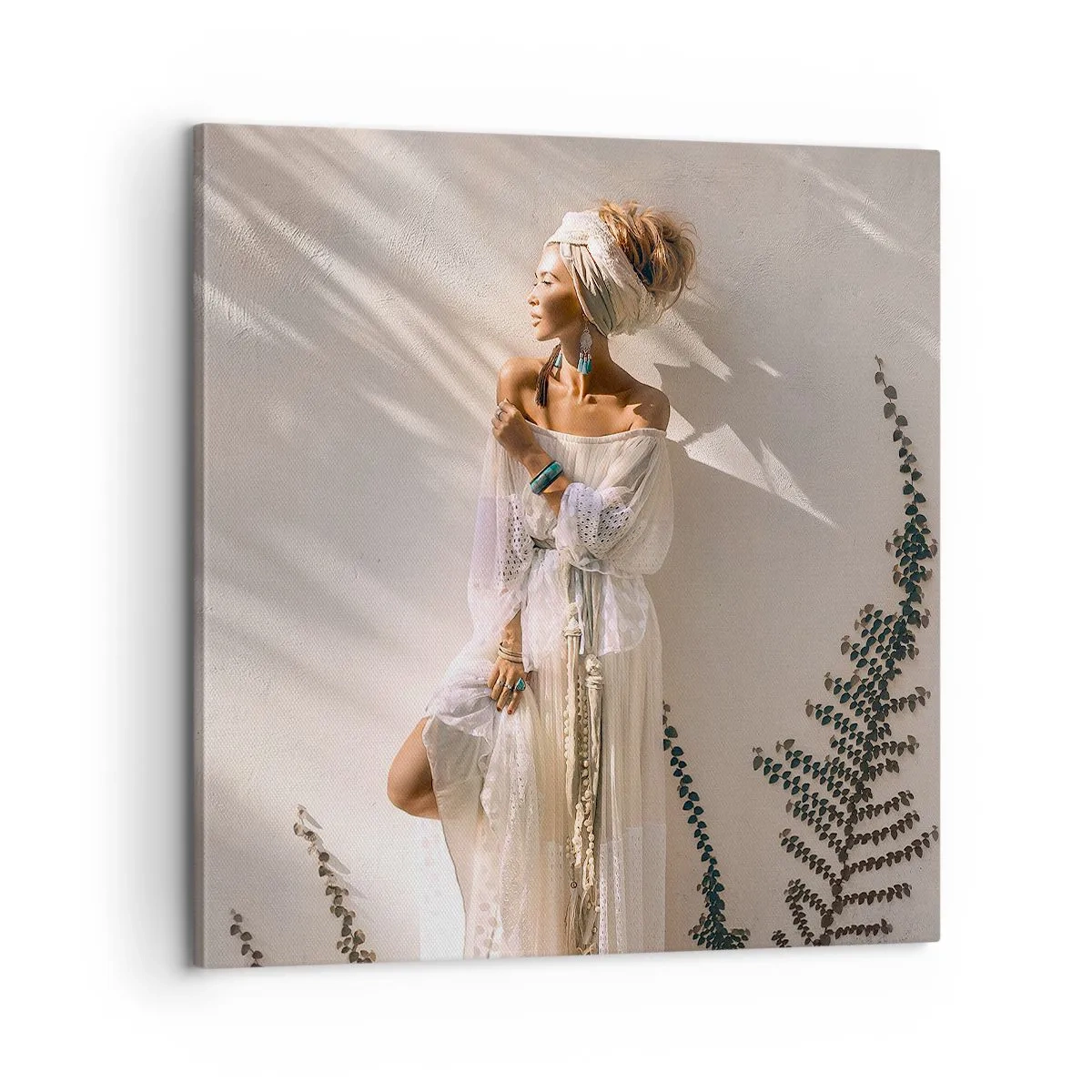 Obraz na plátně - Slunce a dívka - 60x60 cm
