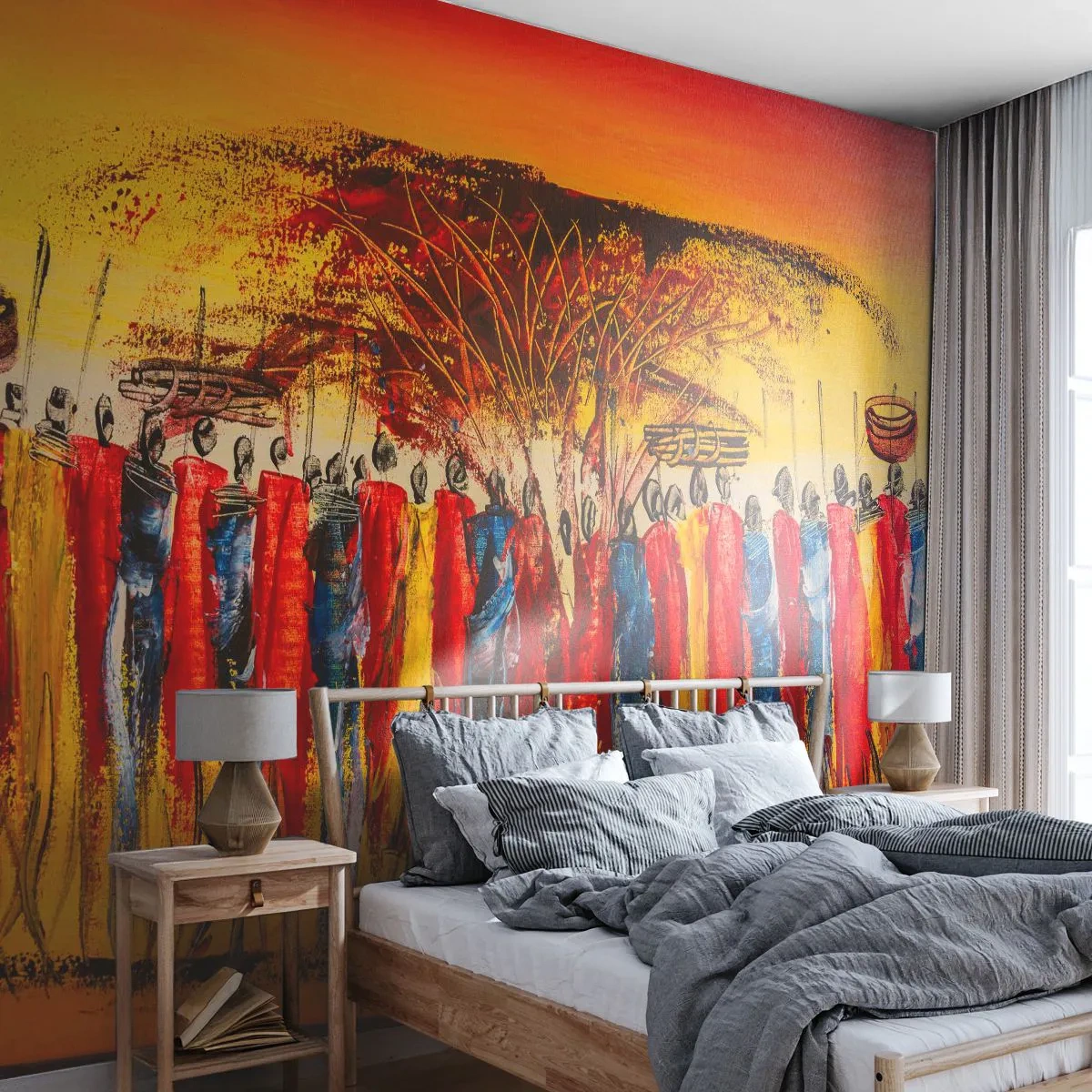 Fototapeta Samolepicí Deluxe Sticker - Tam, tam, tam, tam jdou - Kus, Lidé, Afrika - 250x175 cm