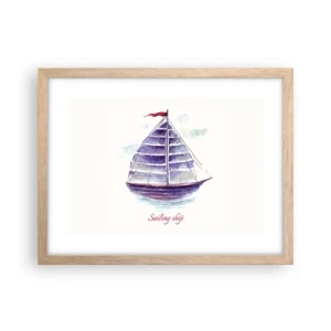 Plakát v rámu světlý dub - Napnuté plachty a klidná voda - 40x30 cm