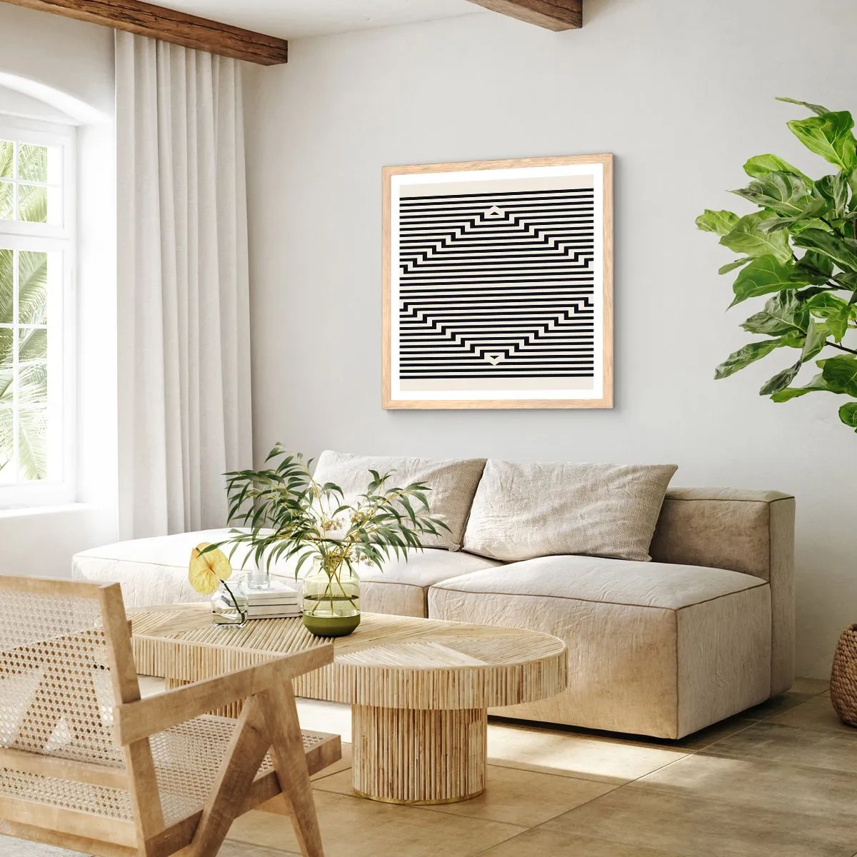 Plakát v rámu světlý dub - Geometrická iluze - 30x30 cm