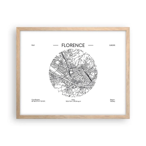 Plakát v rámu světlý dub - Anatomie Florencie - 50x40 cm