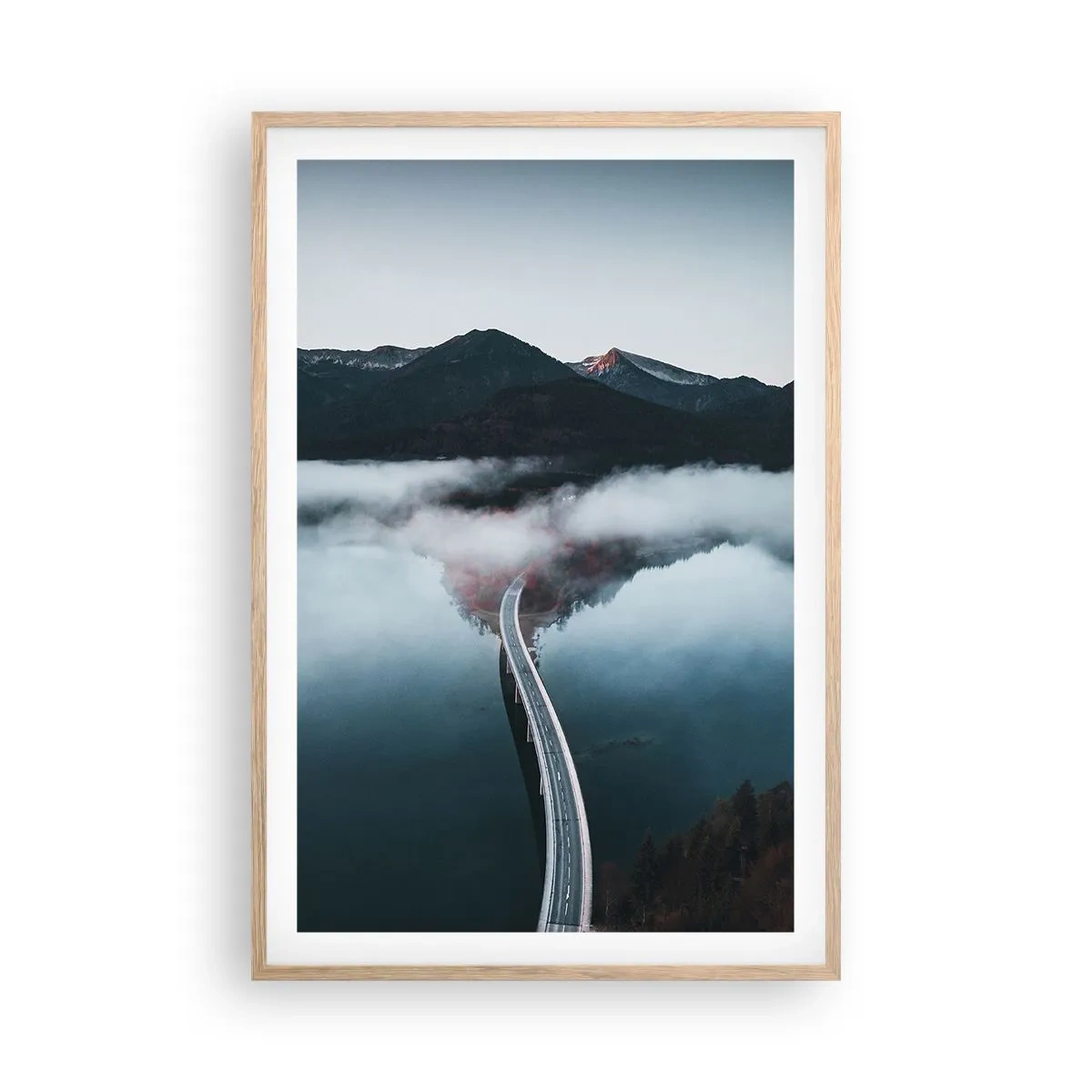 Plakát v rámu světlý dub - U vody hladké jako zrcadlo - 61x91 cm