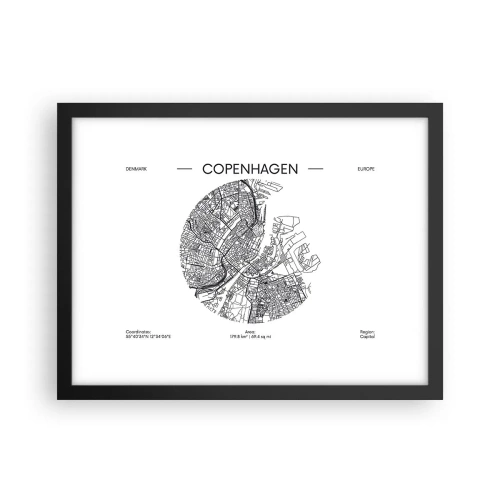 Plakát v černém rámu - Anatomie Kodaně - 40x30 cm