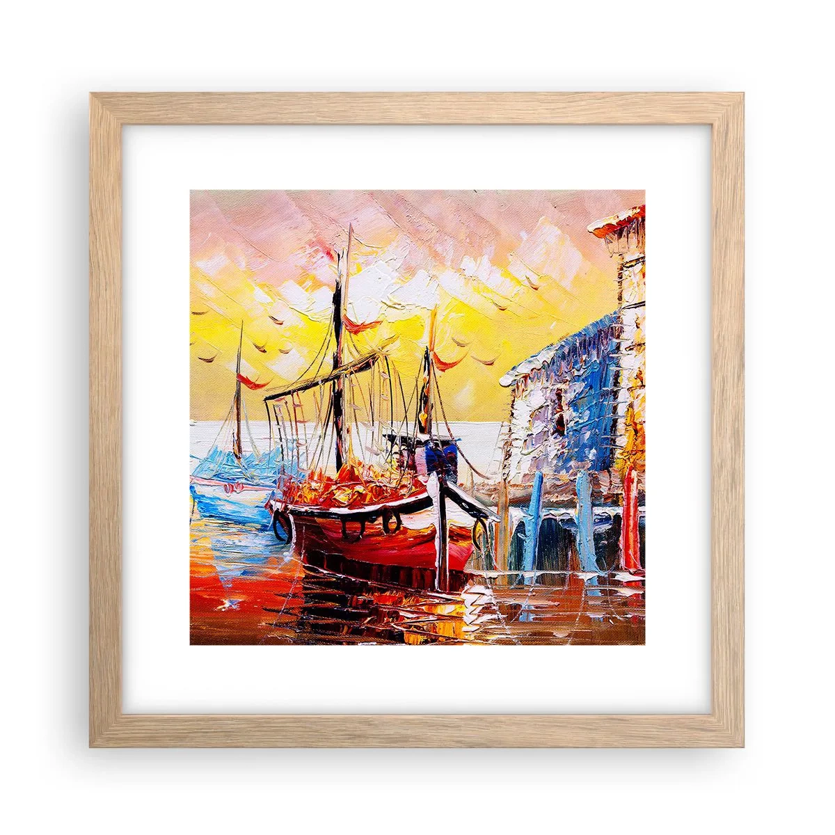 Plakát v rámu světlý dub - Šťastný návrat - 30x30 cm