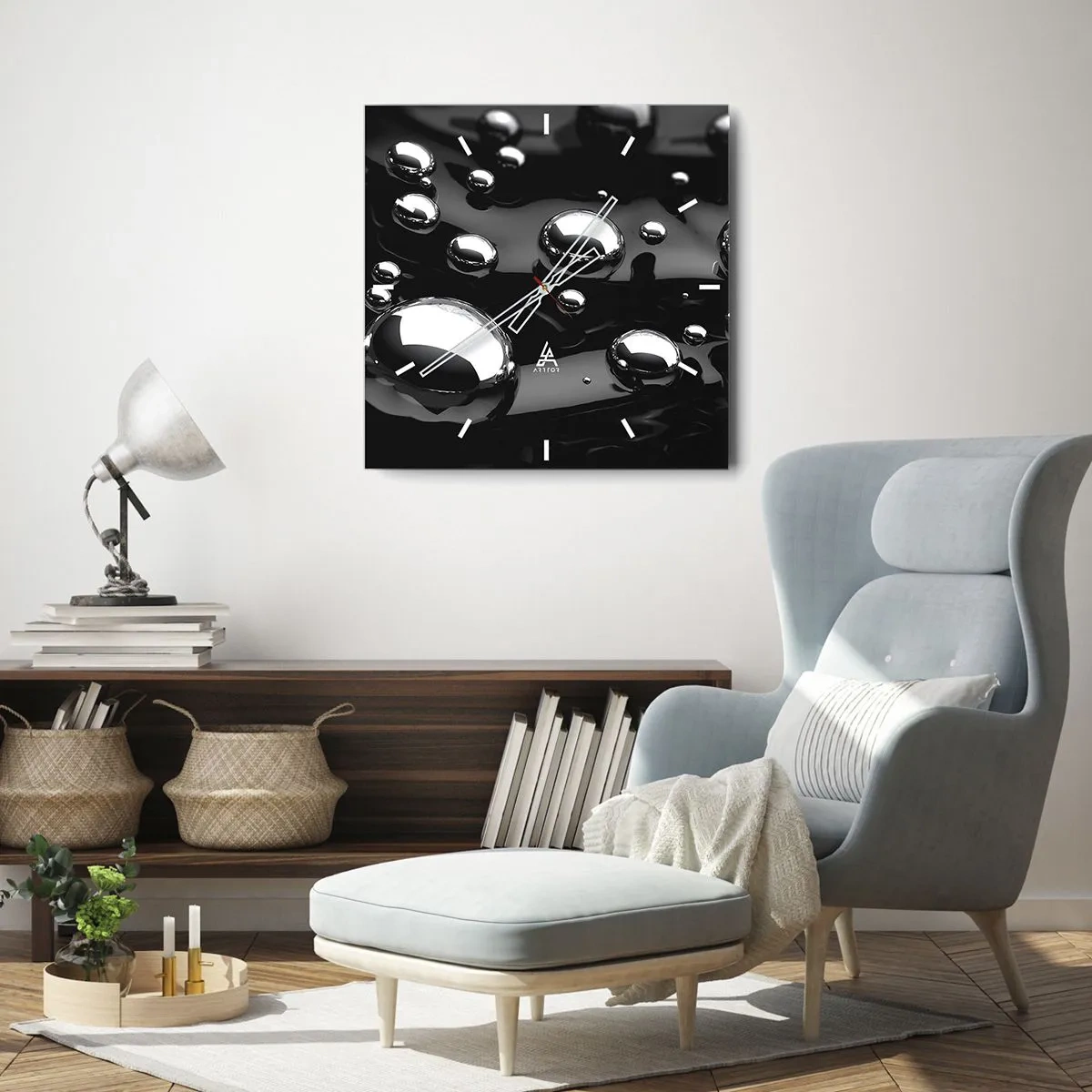 Nástěnné hodiny - Z černé tůně - 30x30 cm