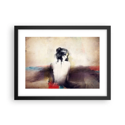 Plakát v černém rámu - Jemné linie, oválné tvary - 40x30 cm