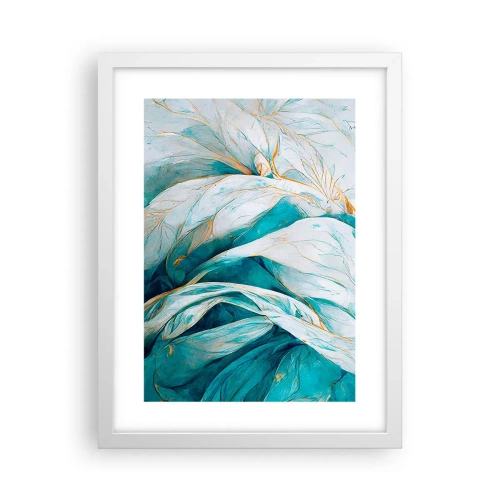 Plakát v bílém rámu - Modrá abstrakce se zlatým motivem - 30x40 cm