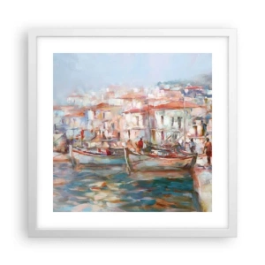 Plakát v bílém rámu - Pastelová dovolená - 40x40 cm