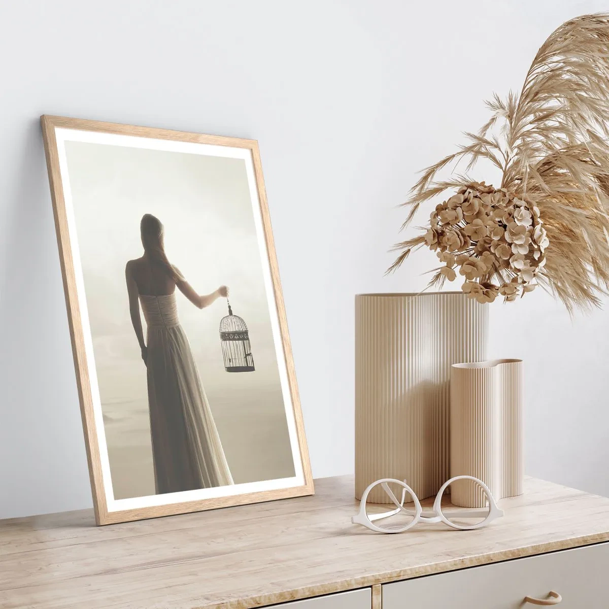 Plakát v rámu světlý dub - Buď svobodná - 61x91 cm