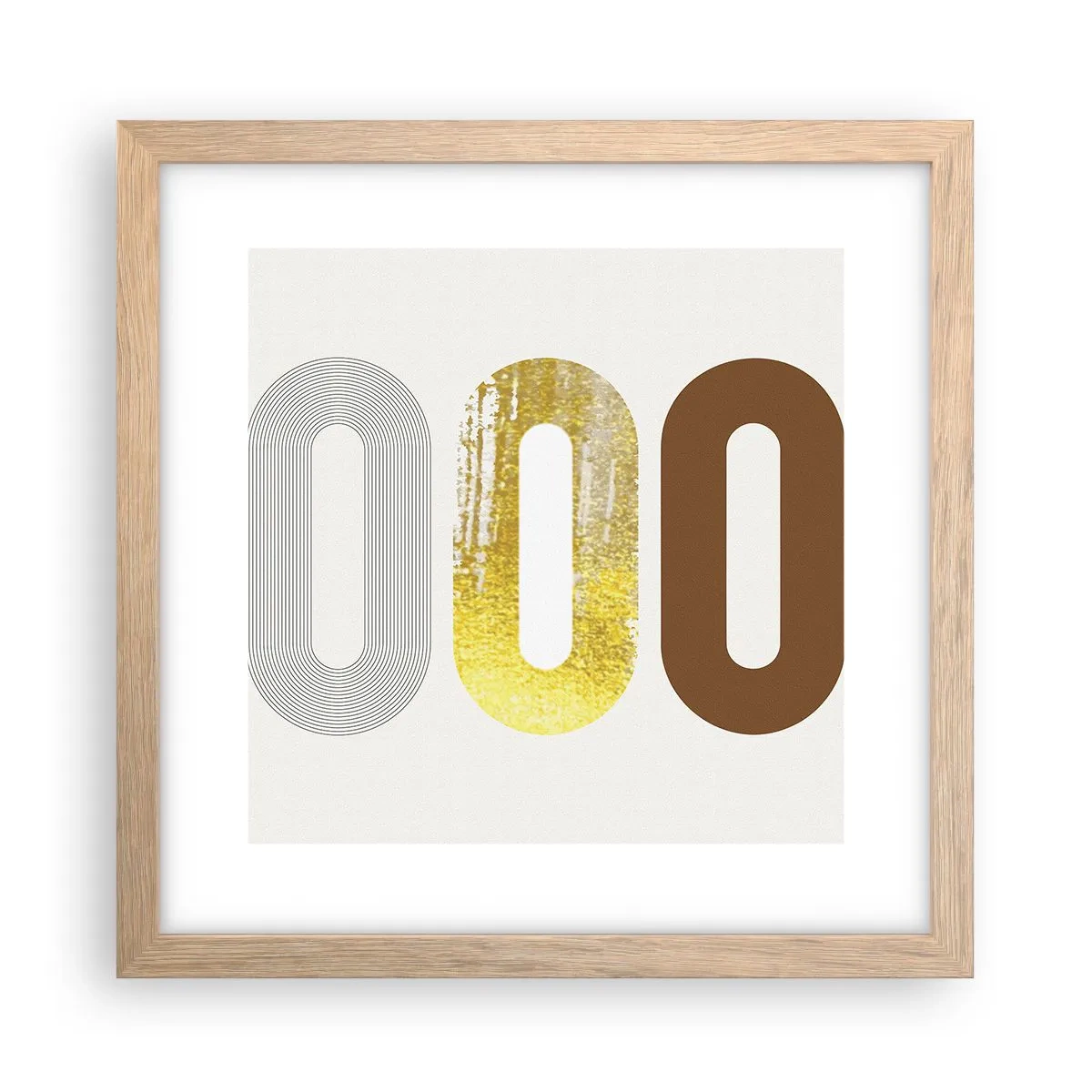 Plakát v rámu světlý dub - Ooo! - 30x30 cm