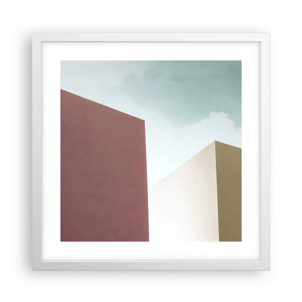 Plakát v bílém rámu - Geometrie slunečného léta - 40x40 cm