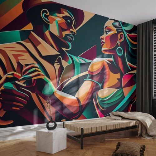 Fototapeta Premium Canvas - V rytmu srdce - Kubismus, Pár, Tanec - 500x350 cm