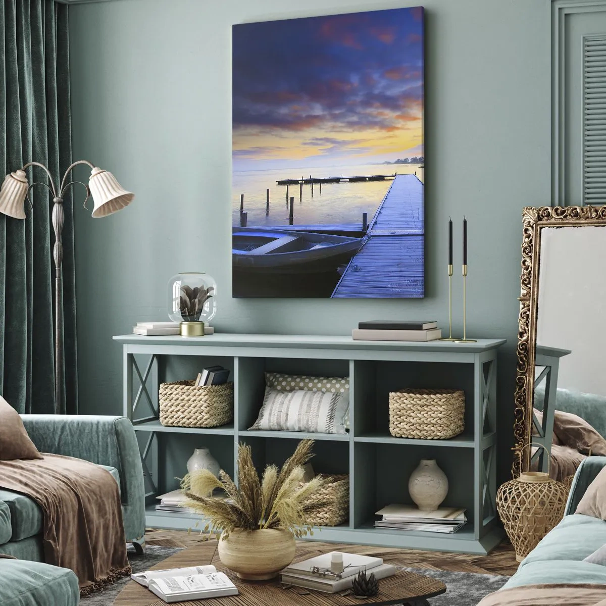 Obraz na plátně - Fialovo-zlatý klid - 45x80 cm