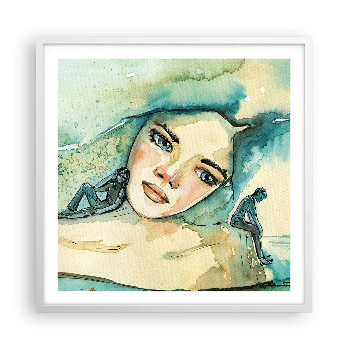 Plakát v bílém rámu - Am I blue? - 60x60 cm