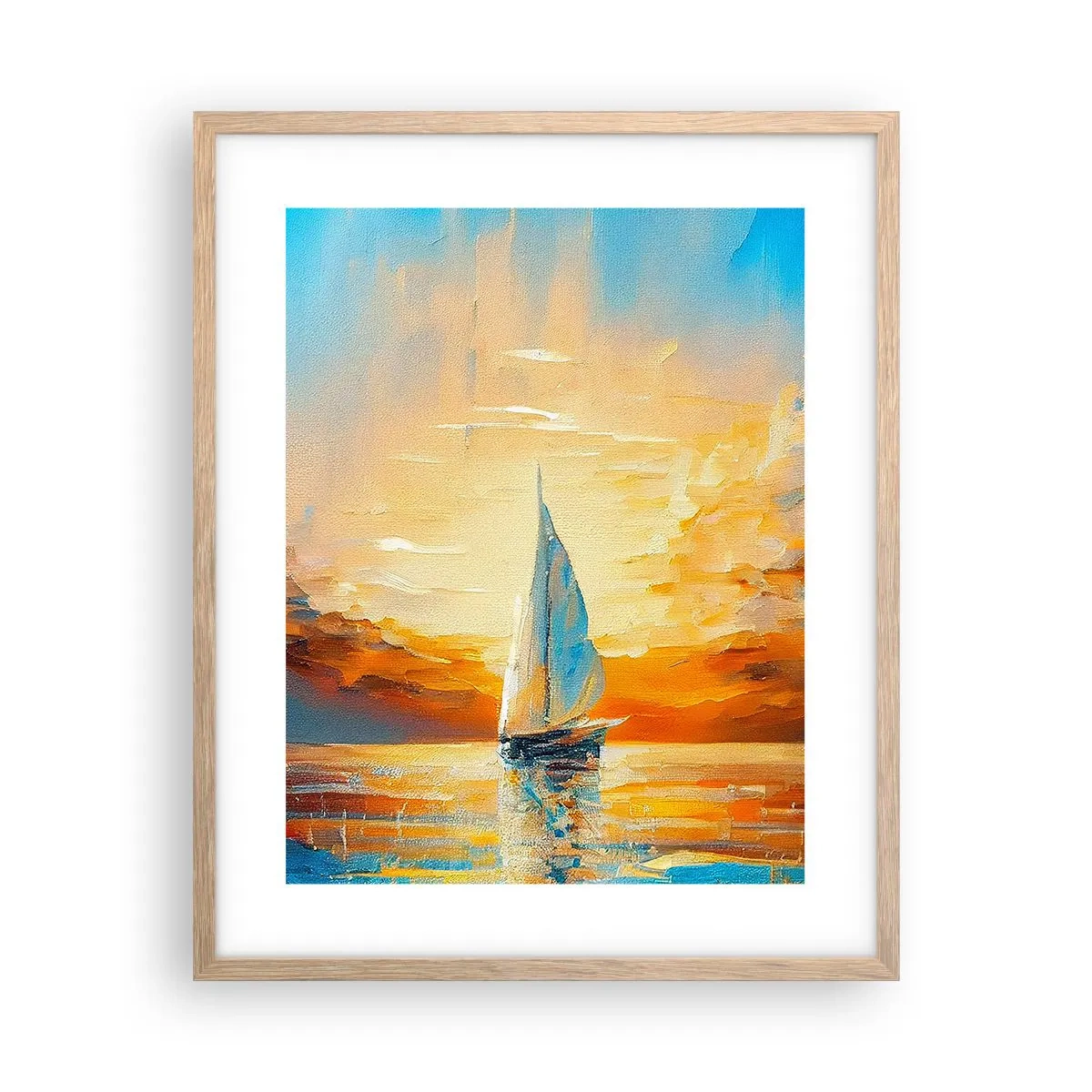 Plakát v rámu světlý dub - Plavba ve zlatě - 40x50 cm