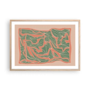 Plakát v rámu světlý dub - Souboj korálů a zeleně - 70x50 cm
