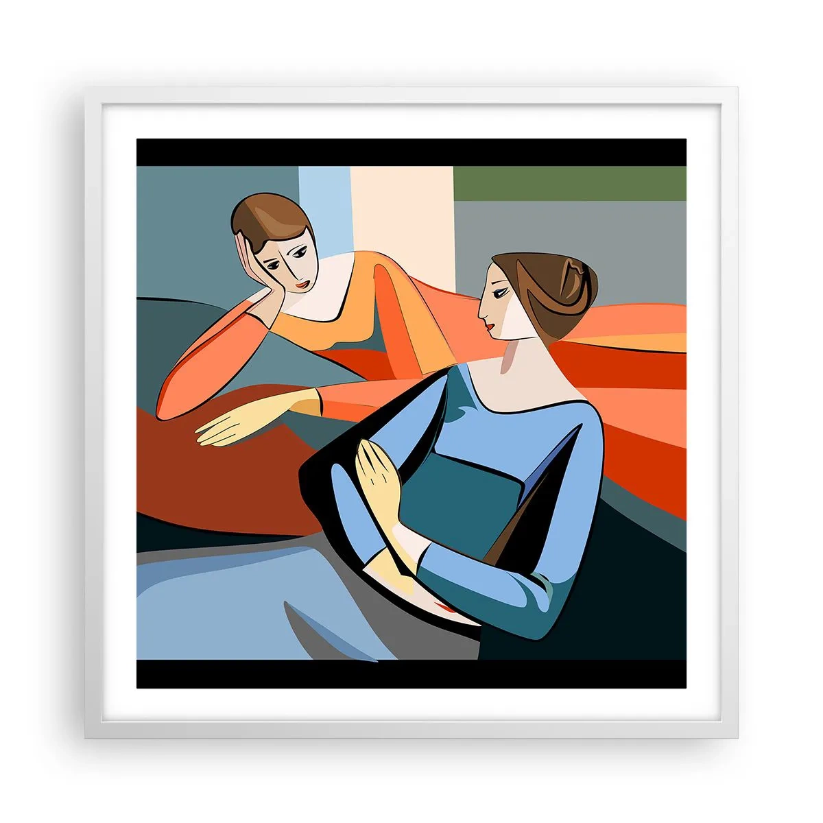 Plakát v bílém rámu - Chvíle svěření - 60x60 cm