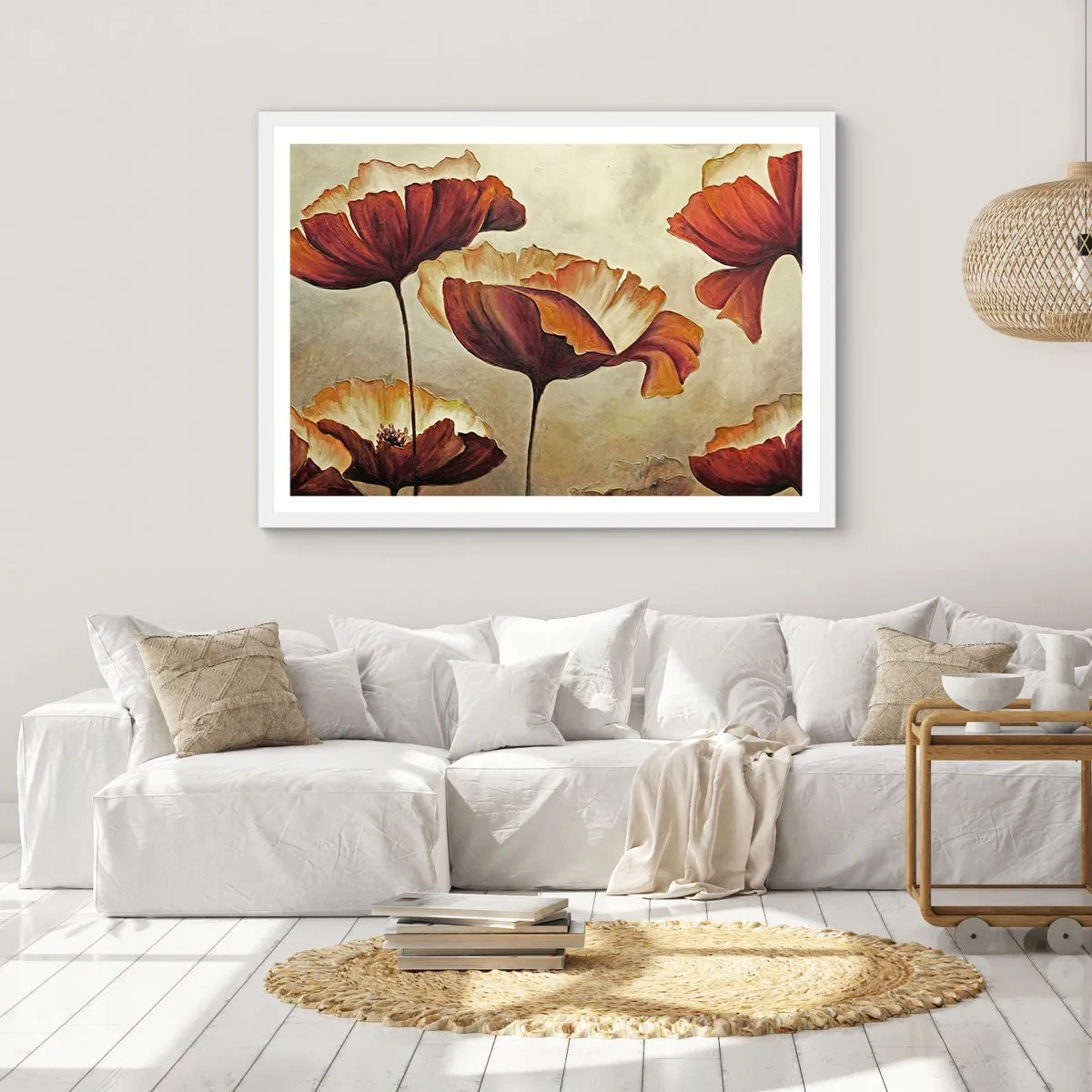 Plakát v bílém rámu - Lán louky - 100x70 cm