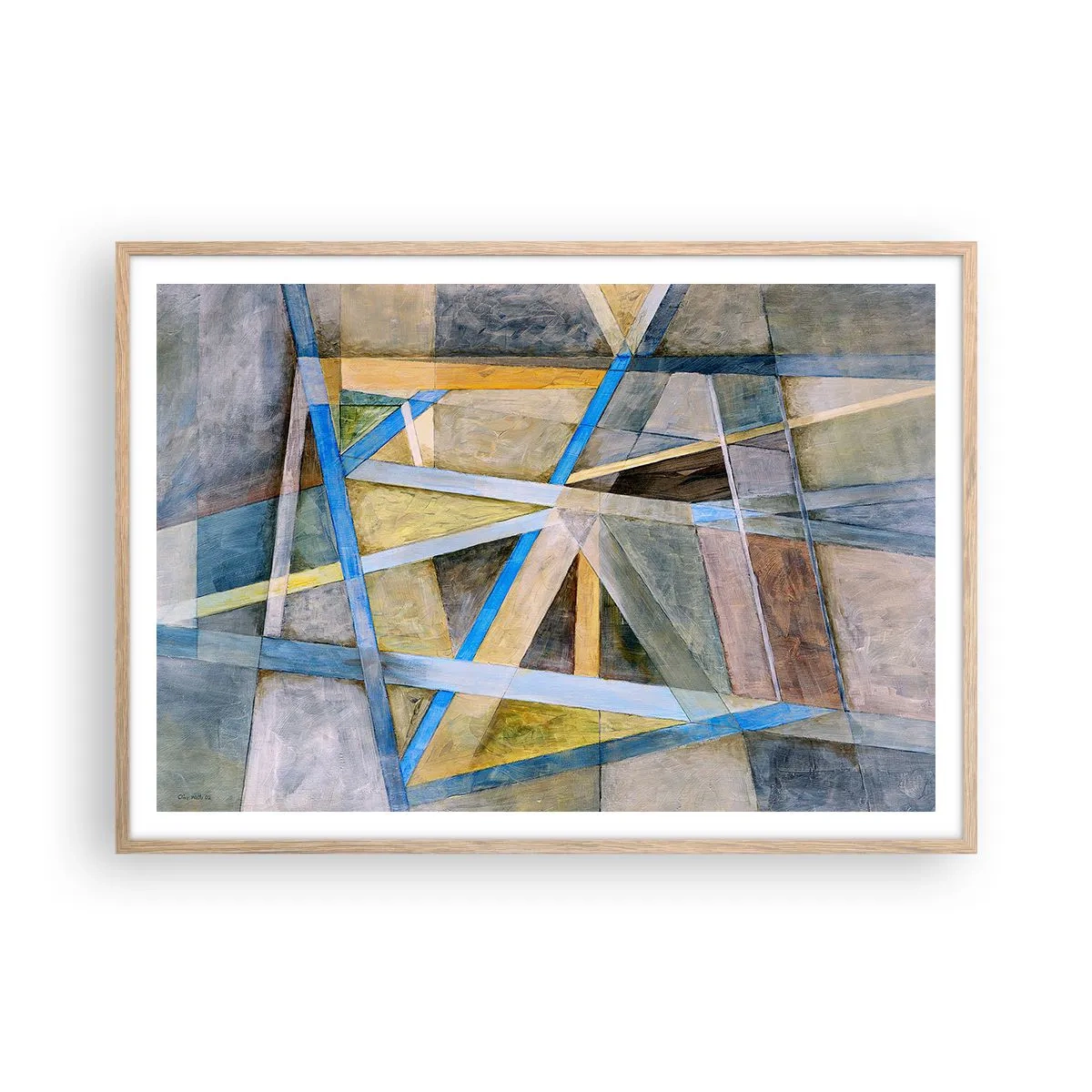 Plakát v rámu světlý dub - Přímo nebo diagonálně? - 100x70 cm