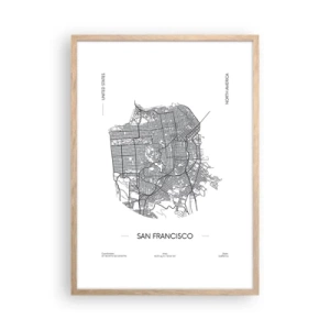 Plakát v rámu světlý dub - Anatomie San Francisca - 50x70 cm