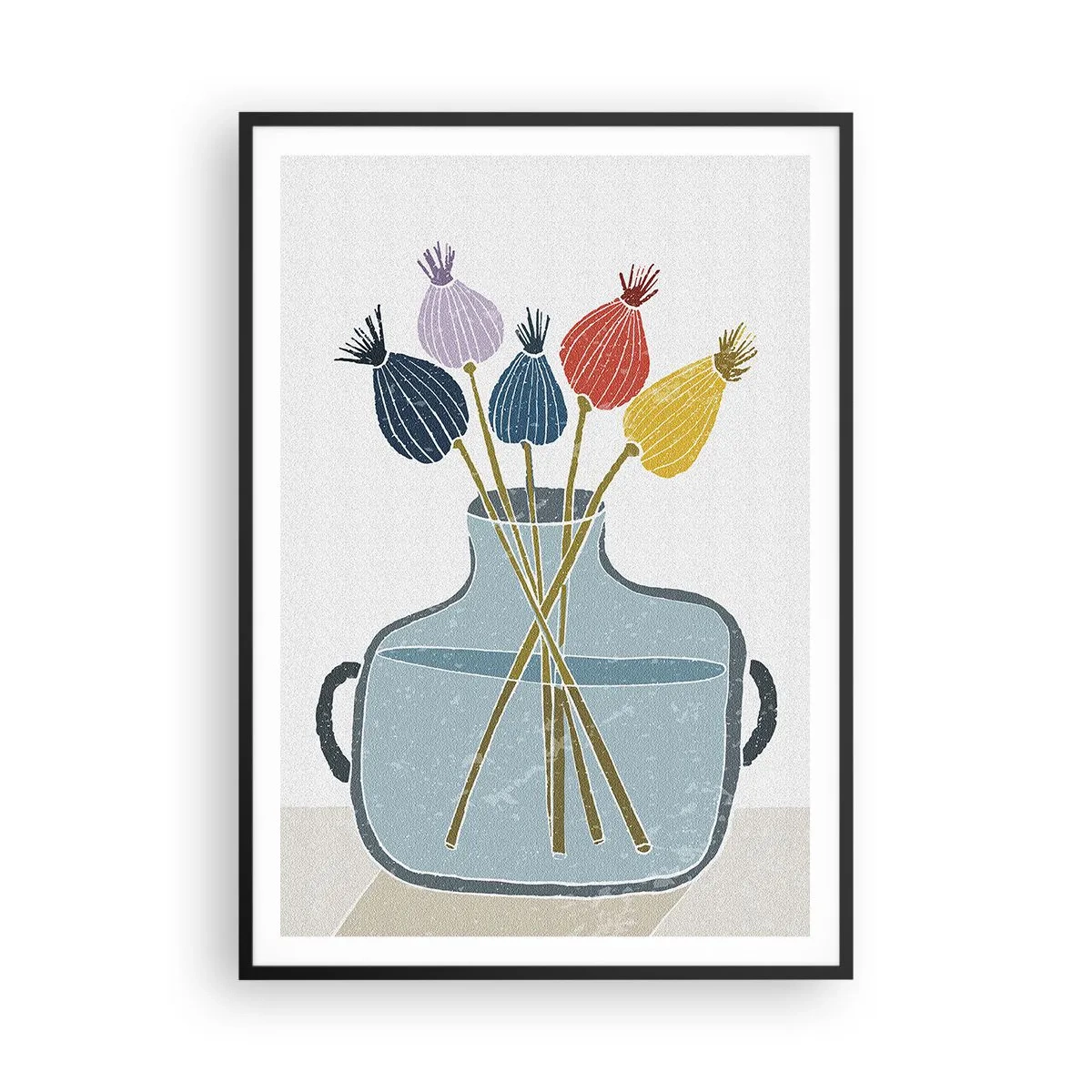 Plakát v černém rámu - Makové květy - 70x100 cm