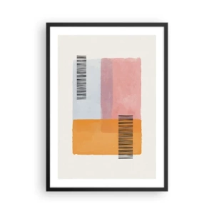 Plakát v černém rámu - Geometrické tvary v pastelových barvách s liniovými akcenty - 50x70cm - Z rohu do rohu - Moderní nástěnná dekorace do obývacího pokoje a ložnice ARTTOR