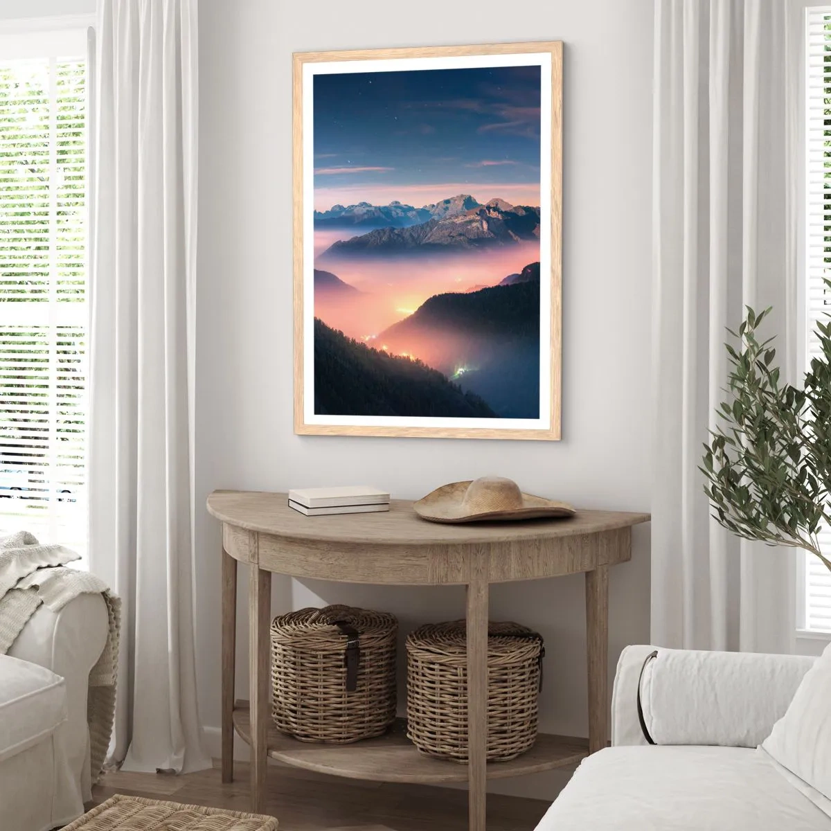 Plakát v rámu světlý dub - Světlo v údolích - 40x50 cm